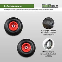 Trutzholm 2x Sackkarrenrad Luftrad 260x85 mm 3.00-4 Bollerwagenrad, Ersatzrad, 4PR