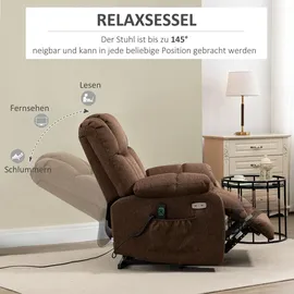 Homcom Fernsehsessel mit Aufstehhilfe Polyester 95 x 107 x 92 cm Braun elektrisch mit Fernbedienung