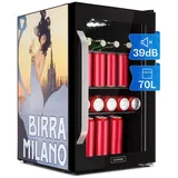 Klarstein Beersafe 70 Birra Milano Edition Kühlschrank 70 Liter 3 Böden Panoramaglastür Edelstahl