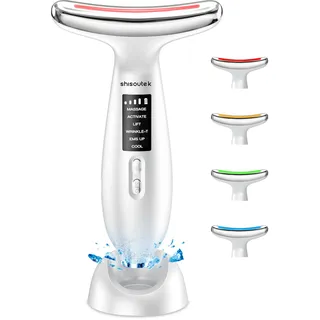 shisoutek Gesichtsmassagegerät Face Gesicht Falten Gerät: Anti Gegen Falten Beauty Device 5°C kalte und 45°C Wärme - EMS Massage Gerät Gesicht 6 Modi 4 Farben LED - Lifting Straffung Gesichtsmassage Damen Herren