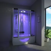 Tronitechnik TroniTechnik® Duschtempel Dusche IKARIA 135x80x220cm Komplettdusche Fertigdusche mit Wanne, Duschkabine mit Badewanne, freistehend, inkl. Zubehör, Regendusche, Massage