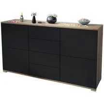 Vladon Rova V1 138,5 x 75,5 x 35 cm Eiche Evoke/Schwarz matt