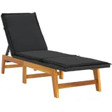 vidaXL Sonnenliege mit Kissen Poly Rattan & Massivholz Akazie