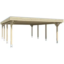SKANHOLZ Doppelcarport Spessart 6,11 x 8,46 m unbehandelt mit Regenrinne und Pfostenanker