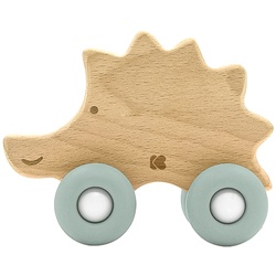 Kikkaboo Beißring Igel Holzspielzeug mit Silikonbeißring Buchenholz weiche Form grün