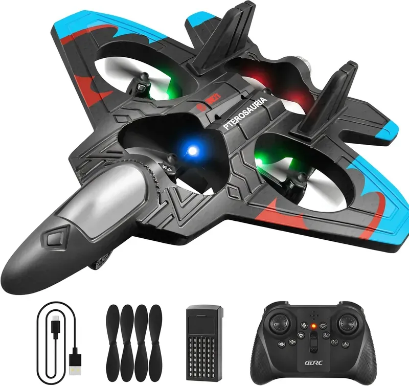 4DRC V32 RC-Flugzeug, Ferngesteuertes Schaumstoff-Flugzeug mit Licht, 2 Akkus, 360°-Flip, Gyro-Stabilisierungssysteme, 3 einstellbare Geschwindigkeitsstufen, RC-Jet-Flugzeug-Spielzeug, Geschenke für Kinder, Jungen, Anfänger und Erwachsene