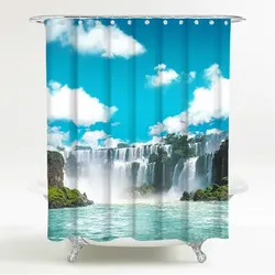 Sanilo Duschvorhang, Polyester, Wasserfall - blau