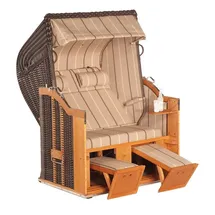 SonnenPartner Classic 2-sitzer Strandkorb Halbliegemodell Cappuccino/beige