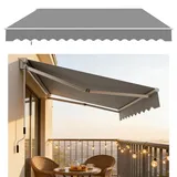 Aufun Manuelle Gelenkarmmarkise Markise Balkon aus Alu und Polyester, Einziehbar Sonnenschutz Markisenabdeckung mit Handkurbel, Wasserdicht Anti-UV für Balkon Terrasse Außen(300x250 cm, Grau)
