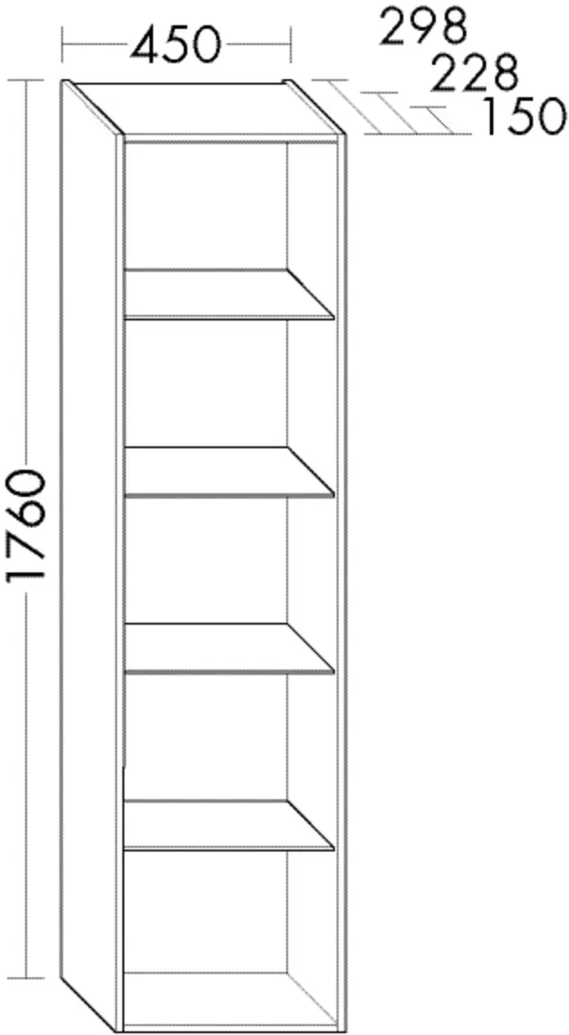 Burgbad Hochschr.Sys30 PG4 Sana 1760x450x298 Eiche Schwarz, HS4515F6334 HS4515F6334