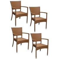 Konway Stapelstuhl ROM (4 St), 4x KONWAY® ROM Stapelsessel Braun Premium Polyrattan Sessel braun