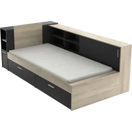 Demeyere Stauraumbett DEMEYERE GROUP "Life", schwarz (kronberg eich, schwarz, kronberg eich schwarz), B:119,5cm H:87,71cm L:229,41cm, Betten, Stauraumbett, ideal für kleine Räume, platzsparend, viel Stauraum