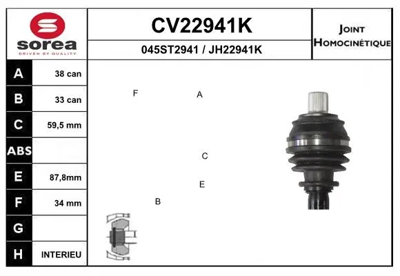EAI Gelenksatz, Antriebswelle cv22941k