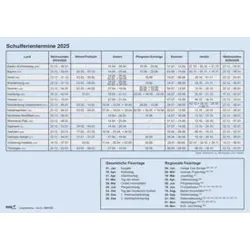 RNK Urlaubs- und Fehltagekarte 2025 A5 blau 2901/25 tabellarisch