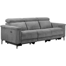 OTTO home 3-Sitzer OTTO HOME "LUND Cord, B. 222cm, manuelle/elektrische Relaxfunktion in 2 Sitzen", grau, B:222cm H:97cm T:100cm, 100% Polyester, Sofas, USB-C bei elektrischer Ausführung, Kopfteilverstellung, Topseller