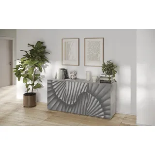 INOSIGN Sideboard »Snake, Kommode, Anrichte, Stauraummöbel Breite 181 cm, Siebdruck-Front«, moderne Wohnmöbel, 3 Türen, viel Stauraum, stilvoll und funktional, grau