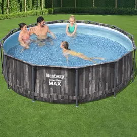 BESTWAY Steel Pro Max Frame Pool Set 366 x 100 cm holzoptik inkl. Filterpumpe