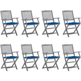 vidaXL Gartenstuhl 8 St.  mit Kissen  Massivholz Akazie  blau