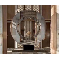 Casa Padrino Luxus Standspiegel Schwarz 250 x 19 x H. 268 cm - Riesiger Runder Spiegel - Hotel Spiegel - Luxus Kollektion