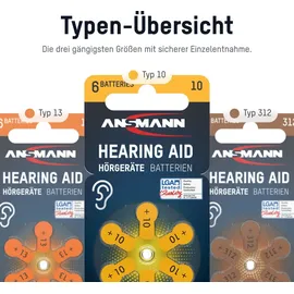 Ansmann Hörgerätebatterien 10 gelb PR70,120 Stück