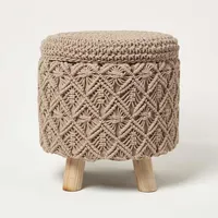 Homescapes Hocker Indy Stoff 41 x 43 x 41 cm Braun