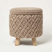 Homescapes Hocker Indy Stoff 41 x 43 x 41 cm Braun