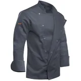 strongAnt easyMove Kochjacke Herren Langarm mit Druckknöpfen Slim Fit Chef Uniform Jacket moderne Bäckerjacke - Grau Gr.S - S