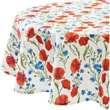 REDBEST Tischdecke Tischdecke, Baumwolle Blumen rot rund | 160 cm x 160 cm