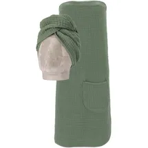 VOSSEN "Wellness Set, ideal für Sauna & Spa, Hotelbademantel, Morgenmantel", grün