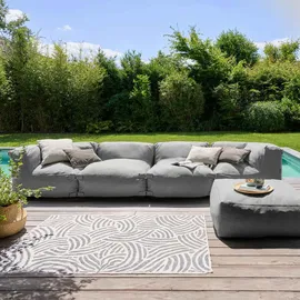Oviala Ecksofa mit 2 Sesseln, 2 Ecken und 1 grauem Hocker - Mixi
