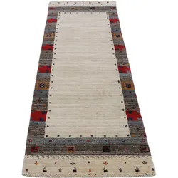 Wollteppich CARPETFINE "Gabbeh Vida", beige, B:75cm H:15mm L:240cm, Wolle, Teppiche, reine Wolle, weicher Flor, auch als Läufer erhältlich