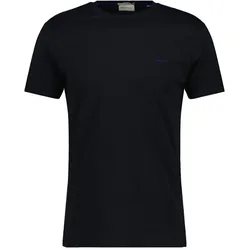 GANT Herren T-Shirt - CONTRAST LOGO, Rundhals, kurzarm, Baumwolle, Logo-Stickerei Schwarz M