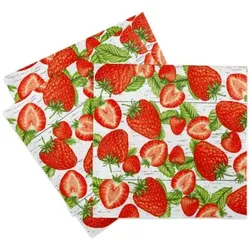 Sovie HORECA Serviette Erdbeeren aus Linclass® Airlaid 40 x 40 cm, 50 Stück Früchte Erdbeeren