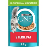 PURINA ONE STERILCAT Katzenfutter nass, zarte Stückchen in Sauce für sterilisierte Katzen, mit Truthahn, 26er Pack (26 x 85g)