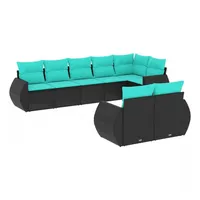 vidaXL Gartensofa-Set 8-tlg. schwarz