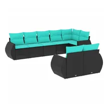 vidaXL Gartensofa-Set 8-tlg. schwarz