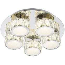LED Decken Lampe Leuchte Metall Chrom Dimmbar Kristalle Wohn Ess Schlaf Zimmer