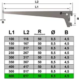 PRIOstahl® Regalträger 10 Stück - 600mm silber 1-Reihig Regalsystem für Wandschiene Regalhalter