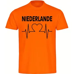 multifanshop Herren T-Shirt - Niederlande - Herzschlag - Druck schwarz - Männer