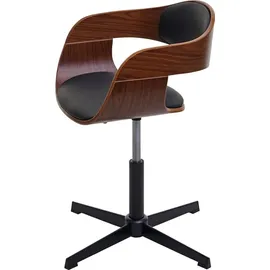 Mendler 6er-Set Esszimmerstuhl HWC-H46, Stuhl, höhenverstellbar Drehmechanismus Bugholz Walnuss-Optik Kunstleder schwarz - Schwarz