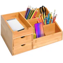 Homcom Schreibtischorganizer Aufbewahrungsbox Holz Natur 1 St.