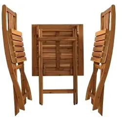 Lex Bistro Set Gartenmöbel 3tlg. klappbar aus Akazienholz Balkon Set Sitzgruppe Holz