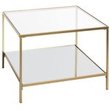 Haku-Möbel Beistelltisch Spiegel, Sicherheitsglas gold 60,0 x 60,0 x 45,0 cm