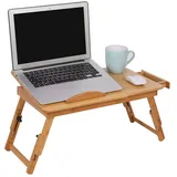 Bambus Notebooktisch Höhenverstellbar Klappbarer Lapdesk mit Schublade Laptoptisch Betttisch Laptop Knietisch für Lesen oder Frühstücks und Zeichentisch 50 x (17.5-25) x 30cm