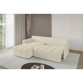 altdecor Ecksofa mit Schlaffunktion und Bettkasten LONLI-L 251x189x68 cm Beige - Corner Sofa Bett Eckcouch Couch L-Form Schlafcouch Ausziehbar Wohn... - milchig