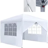 Pavillon 3x3m, Partyzelt Wasserdicht Stabil Winterfest, Metall Faltpavillon Gartenpavillon Pergola für Party, Marktstand, Garten mit 4 Seitenteilen