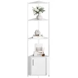 Garvee Modernes 5-stöckiges Eckregal aus Holz – 145 cm hoch – Platzsparendes Standregal für Wohnzimmer, Schlafzimmer, Küche oder Bad – Viel Stauraum – Einfache Montage – Weiß