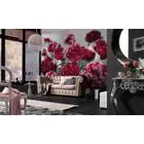 KOMAR Xora Vliestapete, Grau, Pink, Blume, 400x260 cm, Fsc, Tapeten - Wandverkleidungen, Vliestapeten