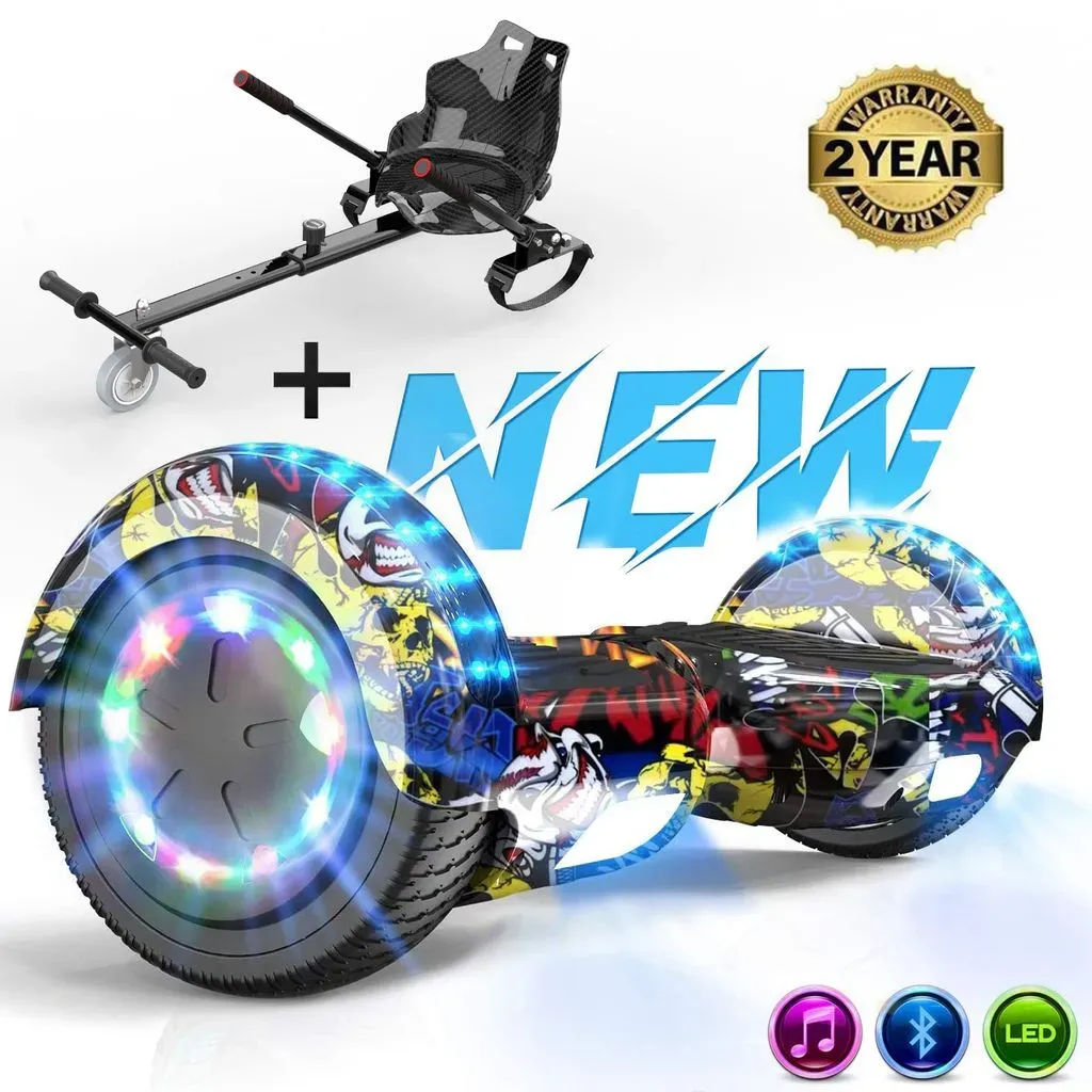 Hoverboards mit sitz für kinder , 6.5 zoll hoverboard+hoverkart bluetooth LED Motorbeleuchtung , 350w*2 motor,self-balance scooter, Weihnachtsgesc...