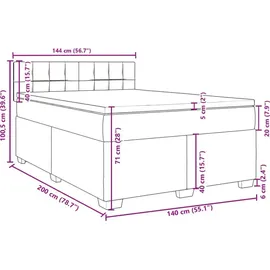 vidaXL Boxspringbett mit Matratze Schwarz 140x200 cm Samt